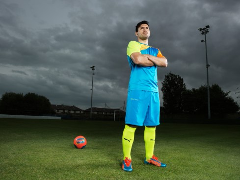 Sergio Aguero wears PUMA evoSPEED football boots