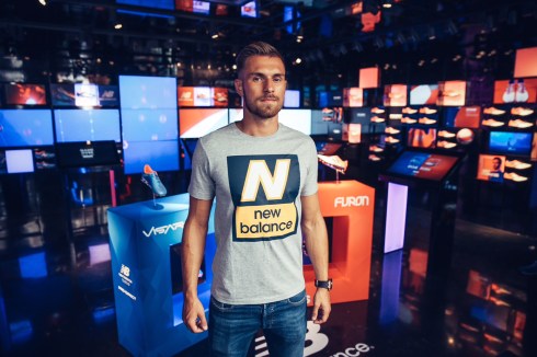 LONDON, ENGLAND - JULY 08:  New Balance player, Arsenal's Aaron Ramsey attends the launch of the New Balance Visaro and Furon boot at Pro Direct LDN19 on Carnaby Street on July 8, 2015 in London, England.  (Photo by Scott Heavey/Getty Images for New Balance) *** Local Caption *** Aaron Ramsey